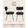 Matstol 2-pack Rund Form Svart Teddy Fleece, Metallram