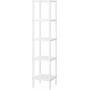 Slim Badrumshylla med 5 Nivåer Trä Vit 33 x 33 x 146 cm