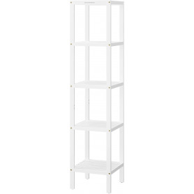 Slim Badrumshylla med 5 Nivåer Trä Vit 33 x 33 x 146 cm