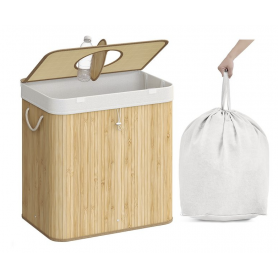 Pantpåse Korg 120 L med Hål och Lock i Bambu