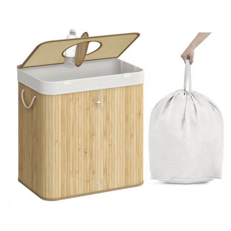 Pantpåse Korg 120 L med Hål och Lock i Bambu