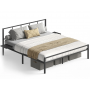 Metallsäng Sängstomme 160×190 cm Dubbelsäng Med Sidobord Mattsvart ...
