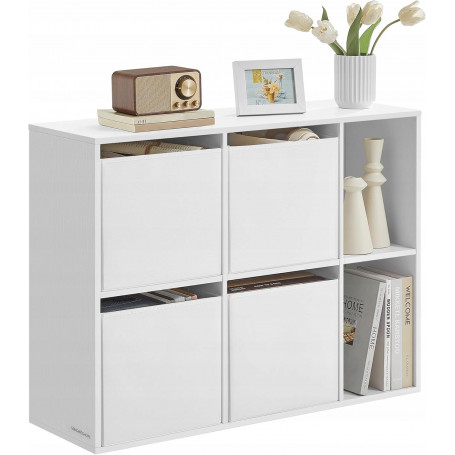 Bokhylla med 6 Fack & 4 Lådor Vit 83 x 27 x 61,6 cm