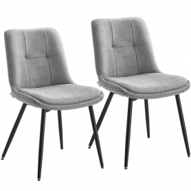 Matstolar 2-pack Duvgrå Chenille Ergonomisk Form Dubbel Dyna Svarta...