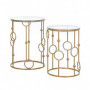 Rund Sidobord 2-pack i Metall och Glas – Stapelbar Design - Guld