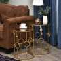 Rund Sidobord 2-pack i Metall och Glas – Stapelbar Design - Guld