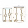 Rund Sidobord 2-pack i Metall och Glas – Stapelbar Design - Guld