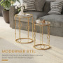 Rund Sidobord 2-pack i Metall och Glas – Stapelbar Design - Guld