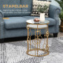 Rund Sidobord 2-pack i Metall och Glas – Stapelbar Design - Guld