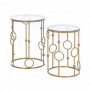 Rund Sidobord 2-pack i Metall och Glas – Stapelbar Design - Guld