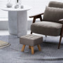 Fotpall / Sittpall Vadderad Linnetyg, Träben, Grå – 27 x 27 x 26 cm