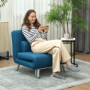 Bäddfåtölj Justerbar Ryggstöd Blå Linne / Gästsäng