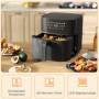 Digital Varmluftsfritös 8L Airfryer med 8 Lägen, LED-display, 360°