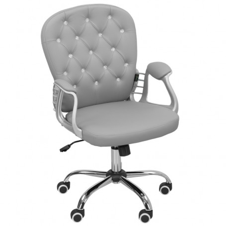Ergonomisk Kontorsstol med Kristall Knappar Ljusgrå