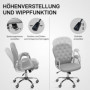 Ergonomisk Kontorsstol med Kristall Knappar Ljusgrå