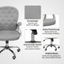 Ergonomisk Kontorsstol med Kristall Knappar Ljusgrå