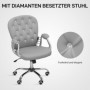 Ergonomisk Kontorsstol med Kristall Knappar Ljusgrå