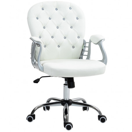 Ergonomisk Kontorsstol med Kristall Knappar Vit