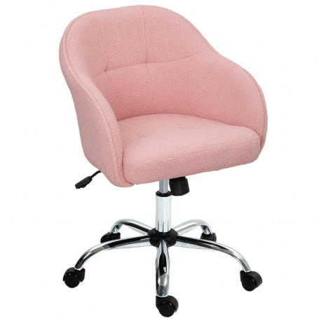 Kontorsfåtölj med Teddy Fleece klädsel, Rosa
