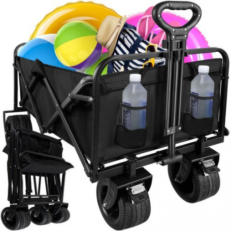 Hopfällbar transportvagn för strand och trädgård – 100 kg kapacitet, 360° hjul & justerbart handtag