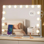 Sminkspegel 58 x 43 cm Hollywood LED-lampor med 10x förstoring, USB-uttag, mobilhållare – 58 x 43 cm, 360° roterbar