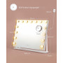 Sminkspegel 58 x 43 cm Hollywood LED-lampor med 10x förstoring, USB-uttag, mobilhållare – 58 x 43 cm, 360° roterbar