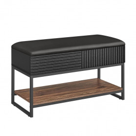 Skobänk med förvaring & sittdyna – industriell design i valnöt och ...