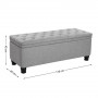 Förvaringsbänk i linneliknande tyg – stoppad sittbänk, träben – 118L, ljusgrå 45 × 118 × 45 cm