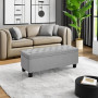 Förvaringsbänk i linneliknande tyg – stoppad sittbänk, träben – 118L, ljusgrå 45 × 118 × 45 cm