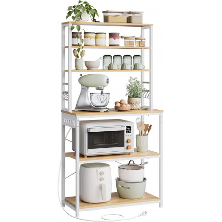 Kökshylla med 6 nivåer och eluttag – justerbar, stabil 40 x 80 x 167 cm