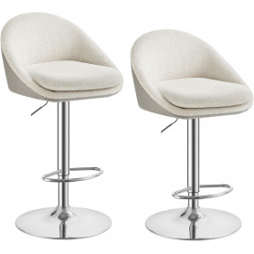 Barstolar 2-pack Höj- och Sänkbara Teddy Fleece Vit – 55 x 50 x 84–...