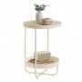 Runt Sidobord med 2 Nivåer Krämvit Krämvit Metall/Trä 55×55×40 cm K...
