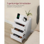 Sängbord med Laddstation – 40 x 35 x 59 cm, 3 lådor, USB & eluttag, molnvit