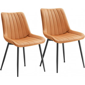 Matstolar 2-pack Brun Tyg 51×42 cm Ergonomisk Ryggstöd Svarta Metal...