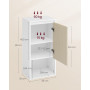 Väggmonterat Badrumsskåp med justerbar hylla – 40 x 30 x 80 cm, Vit / Beige