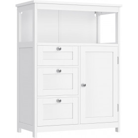 Badrumsskåp med 3 Lådor och Öppen Fack – 60 x 30 x 80 cm, Vit