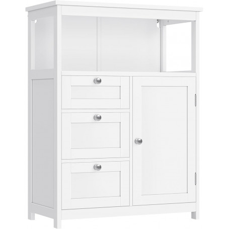 Badrumsskåp med 3 Lådor och Öppen Fack – 60 x 30 x 80 cm, Vit