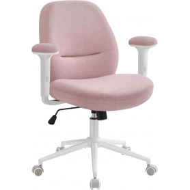 Kontorsstol Ergonomisk Rosa/Vit Justerbar Höjd Armstöd Andningsbart...