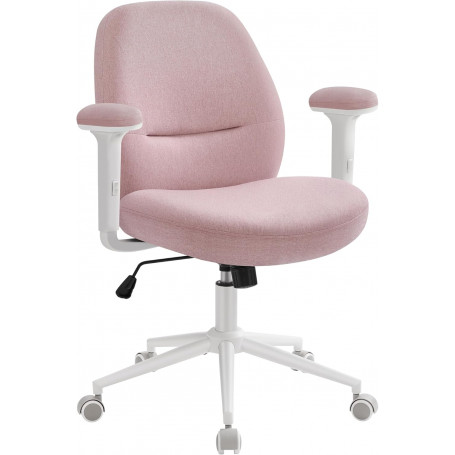 Kontorsstol Ergonomisk Rosa/Vit Justerbar Höjd Armstöd Andningsbart...