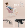 Kontorsstol Ergonomisk Rosa/Vit Justerbar Höjd Armstöd Andningsbart...
