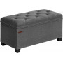 Sittbänk med förvaring – Mörkgrå linnelook, 76 x 40 x 40 cm