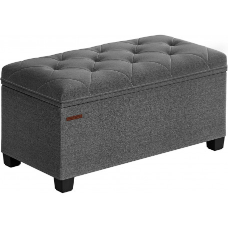 Sittbänk med förvaring – Mörkgrå linnelook, 76 x 40 x 40 cm