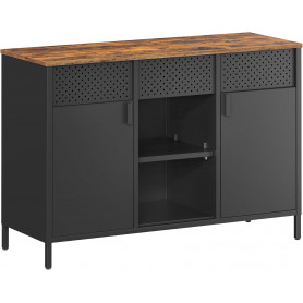 Skänk i Industriell Stil – Vintagebrun Trä & matt Svart Metall, 110...