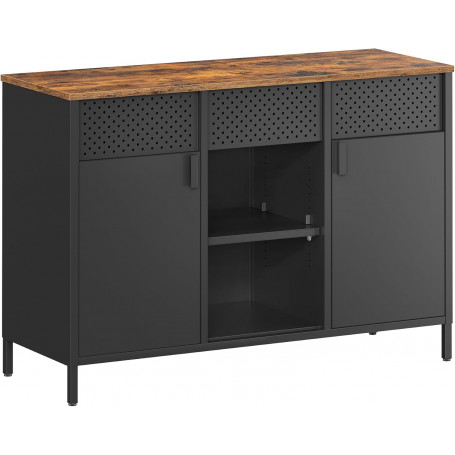 Skänk i Industriell Stil – Vintagebrun Trä & matt Svart Metall, 110...