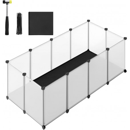Lekhage för små husdjur DIY transparant med vattentät botten 125 x 63 x 42 cm
