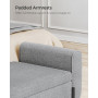 Sängbänk med Armstöd, Förvaring – Ljusgrå Linne, 127 x 50 x 55 cm