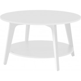 Runt Soffbord med 2 Nivåer 80Ø cm Trä Vit