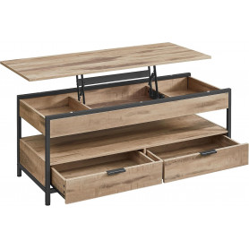 Höj- och sänkbart Soffbord i Industriell Stil Kamelbrun – 120 x 50 ...