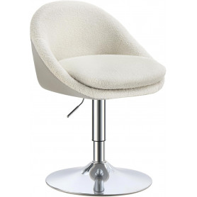 Roterbar Fåtölj - Sminkpall med Justerbar Höjd Krämvit Teddy Fleece
