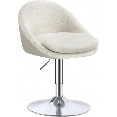 Roterbar Fåtölj - Sminkpall med Justerbar Höjd Krämvit Teddy Fleece